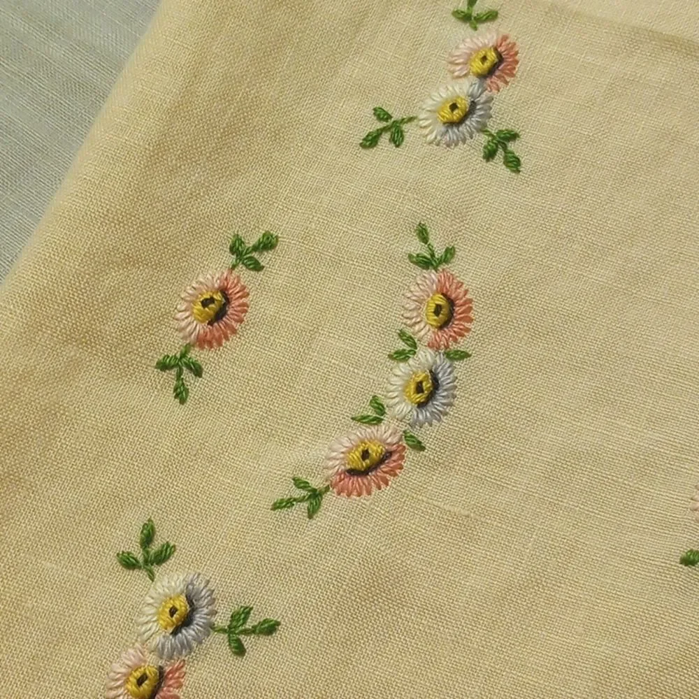 Set of Three Vintage Hand Embroidered Cloth Place Mats